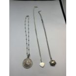 THREE SILVER ASSORTED NECKLACES