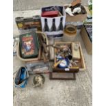 AN ASSORTMENT OF ITEMS TO INCLUDE A STONEWARE POT, TOOLS AND SCISSORS ETC