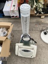 A TOWER FAN AND A SAMSUNG FAX MACHINE