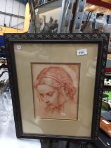 A FRAMED PRINT OF 'THE LADY' BY ANDREA DEL SARTO