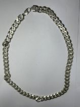 A HEAVY MARKED SILVER FLAT LINK NECKLACE LENGTH 65 CM WEIGHT 146.1 GRAMS