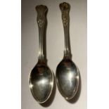 TWO SHEFFIELD HALLMARKED SILVER SPOONS, EARLIEST BEING 1925, MAKER WILLIAM HUTTON & SONS LTD,