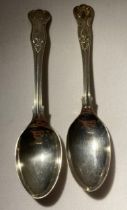 TWO SHEFFIELD HALLMARKED SILVER SPOONS, EARLIEST BEING 1925, MAKER WILLIAM HUTTON & SONS LTD,