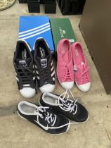 THREE PAIRS OF TRAINERS TO INCLUDE LACOSTE AND ADIDAS ETC