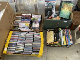AN ASSORTMENT OF BOOKS, CDS AND DVDS ETC
