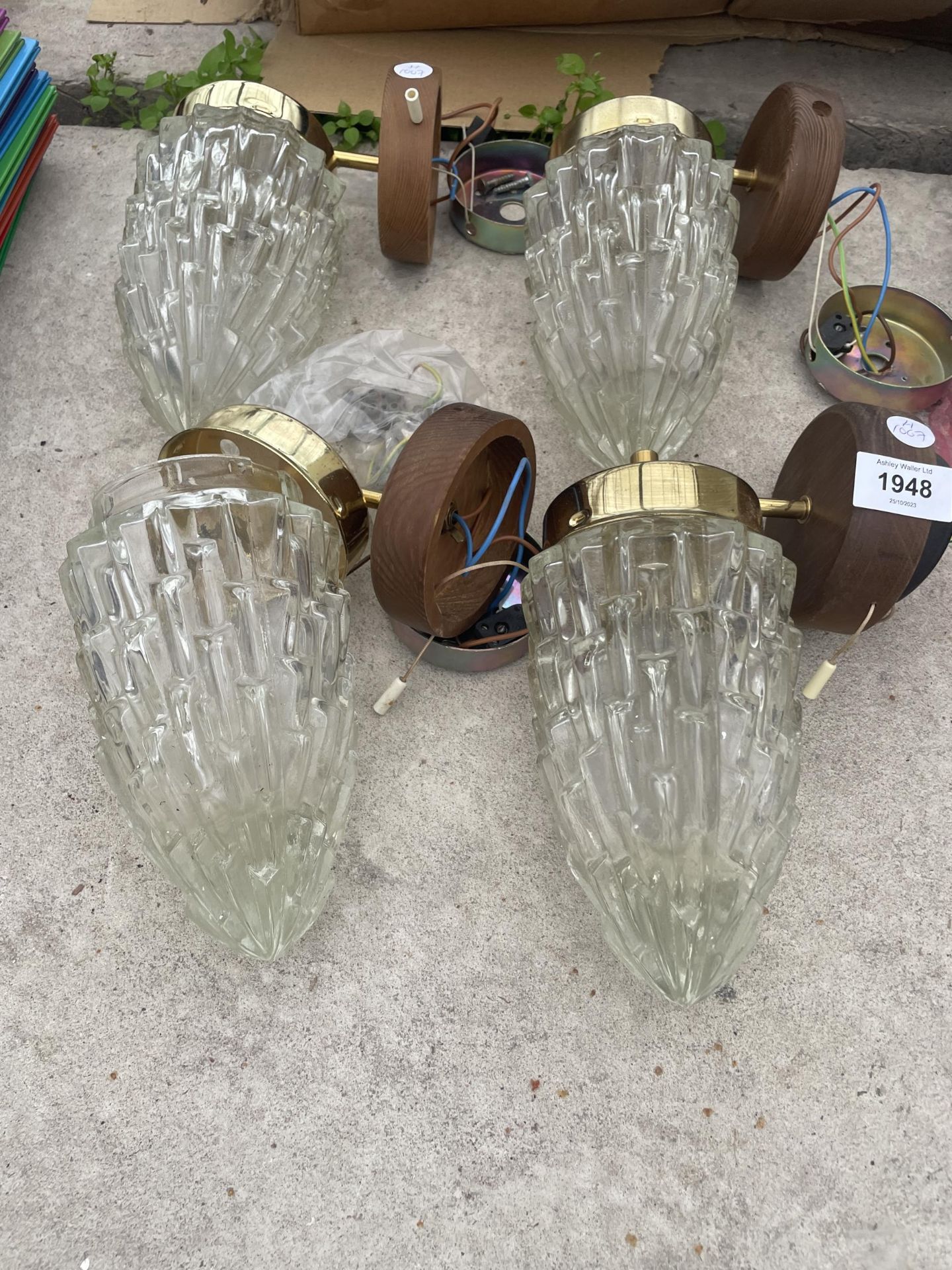 FOUR RETRO GLASS WALL LIGHTS