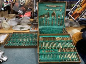 A VERY LARGE VINTAGE BRASS CANTEEN OF CUTLERY IN A BOX WITH THREE LAYERS - K T HALAND