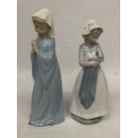 TWO NAO LLADRO FIGURES TO INCLUDE GIRL WITH A DOG