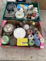 AN ASSORTMENT OF WOOD STAINS AND OILS ETC