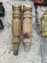 A PAIR OF PINE TABLE LEGS