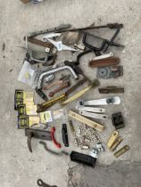 AN ASSORTMENT OF HARDWARE TO INCLUDE HINGES AND CATCHES ETC