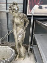 A CONCERETE GARDEN FIGURE OF A FEMAL (H:105CM)