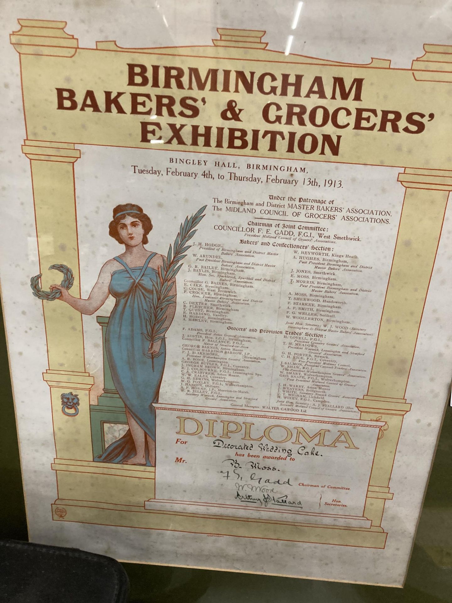 A 1913 FRAMED BAKERS' EXHIBITION CERTIFICATE - Image 2 of 3