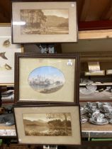 A GROUP OF THREE FRAMED PRINTS OF LANDSCAPE SCENES