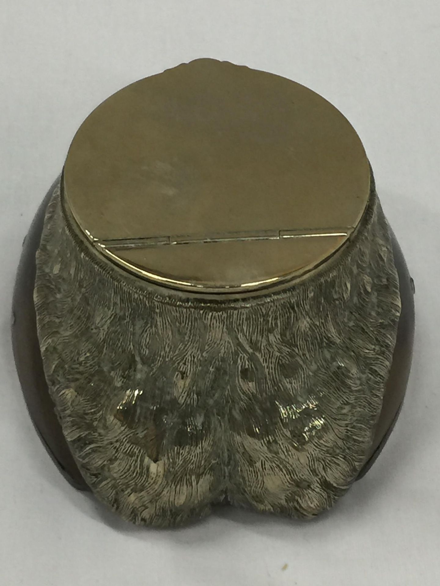A VINTAGE HORSE HOOF SHOE AND SILVER PLATE MOUNTED INKWELL WITH INNER GLASS LINER - Image 2 of 5