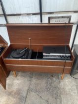 A RETRO TEAK RADIOGRAM WITH RECORD DECK AND BUSH SOLID STATE STEREO