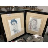 TWO FRAMED CARICATURES, SYLVESTER STALLONE AND DUSTIN HOFFMAN