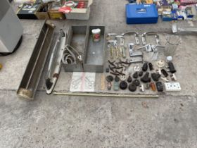 AN ASSORTMENT OF HARDWARE TO INCLUDE DOOR HANDLES AND LIGHT SWITCHES ETC