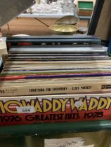 A COLLECTION OF VINTAGE VINYL LP RECORDS TO INCLUDE SHOWADDYWADDY, ELVIS PRESLEY, THE MOODY BLUES,