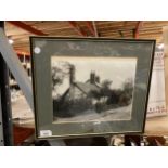 A FRAMED PHOTOGRAPHIC IMAGE OF A COTTAGE