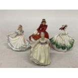 FOUR SMALL ROYAL DOULTON FIGURES - 'FAIR LADY' HN3216, 'NINETTE' HN3215, 'SUNDAY BEST' HN3218 AND