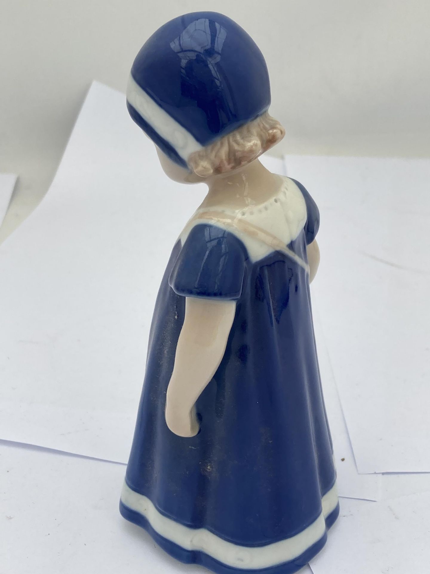 A ROYAL COPENHAGEN FIGURE OF A GIRL IN A BLUE DRESS - Image 2 of 4