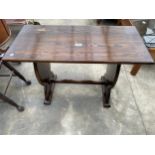 A MINIATURE OAK REFECTORY TABLE BEARING EW PRESTON STAMP, 31 X 14"