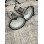 A PAIR OF VINTAGE INDUSTRIAL STYLE 'REAL' SPOT LIGHTS