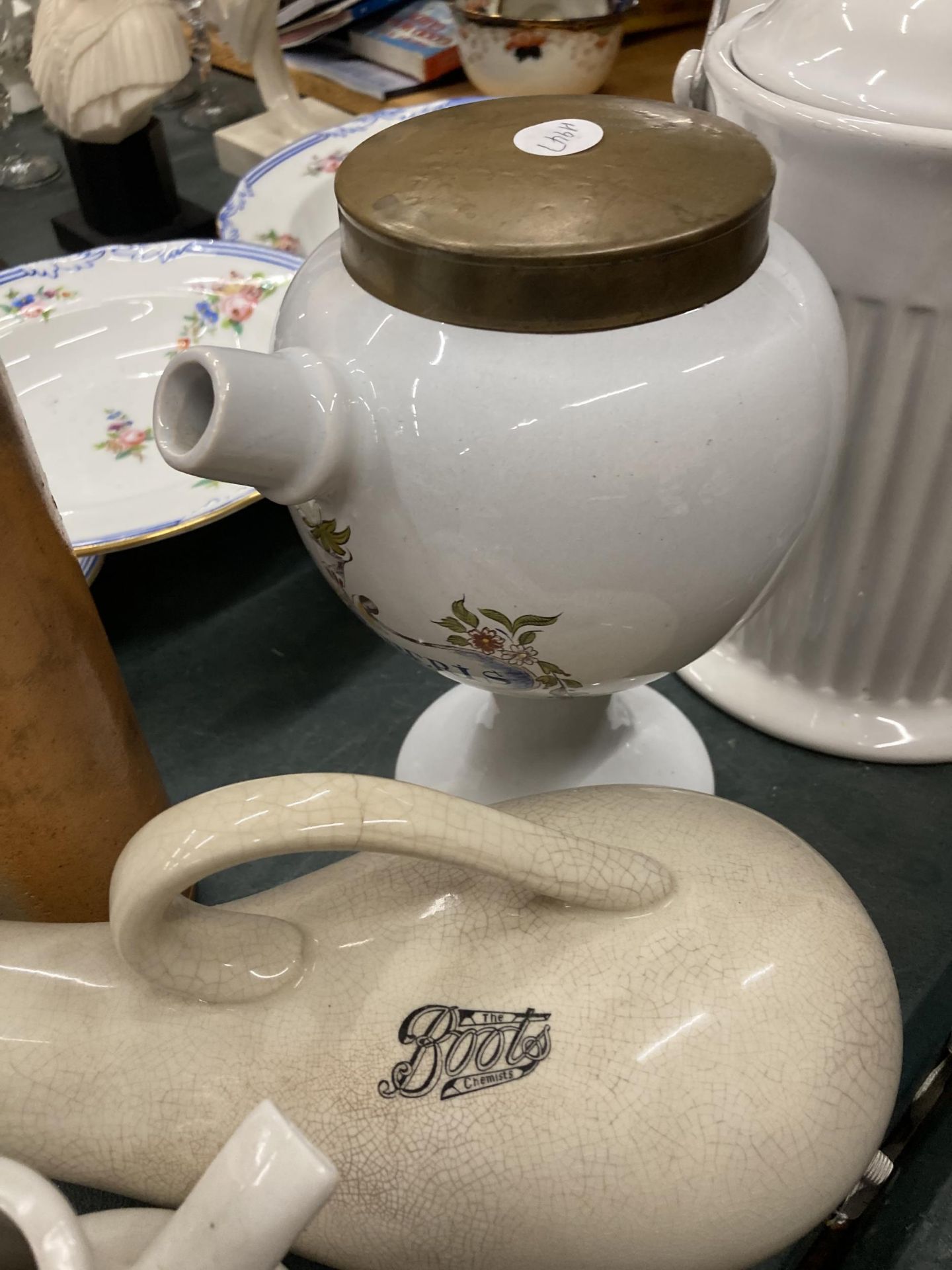 TWO LARGE CERAMIC STORAGE POTS WITH LIDS, A VINTAGE BOLS, AMSTERDAM STONEWARE BOTTLE, PLUS VINTAGE - Image 4 of 5