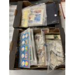 A LARGE COLLECTION OF CIGARETTE CARDS AND TRADING CARDS - 2 BOXES