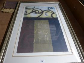ABSTRACT LIMITED EDITION (101/400) COLOURED PRINT, SIGNED LOWER RIGHT, 62 X 51CM, FRAMED AND GLAZED