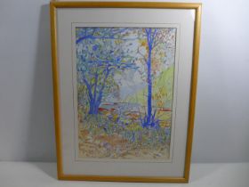 DOROTHY RUSSELL (BRITISH 20TH CENTURY) WOODLAND AND LAKE SCENE, WATERCOLOUR, SIGNED LOWER RIGHT,