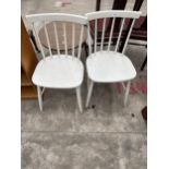 PAIR OF WHITE PAINTED ERCOL STYLE CHAIRS