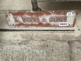 A CAST ALLOY 'R WOOD & SONS' SIGN