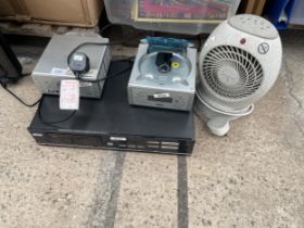 A MITSUBISHI CD PLAYER, A COMPACT STEREO AND A FAN ETC