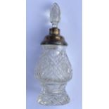 A SILVER AND CUT GLASS PERFUME BOTTLE, HEIGHT 18 CM