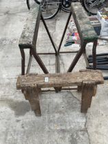 THREE VINTAGE WOODEN BUILDERS TRESTLES