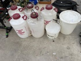 AN ASSORTMENT OF BREWING DRUMS AND CONTAINERS ETC