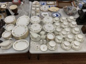 AN EXTENSIVE WEDGWOOD 'MIRABELLE' PATTERN DINNER AND TEA SERVICE COMPRISING LIDDED TUREENS, DINNER