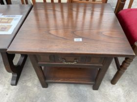 A YOUNGER TOLEDO TWO TIER LAMP TABBLE WITH SINGLE DRAWER, 23 X 21"