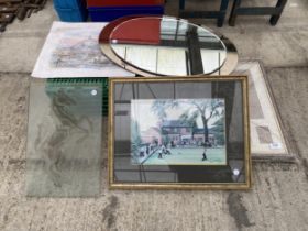 AN ASSORTMENT OF PRINTS AND MIRRORS