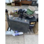 AN ASSORTMENT OF HOUSEHOLD CLEARANCE ITEMS TO INCLUDE SUITCASES AND A VACUUM CLEANER ETC