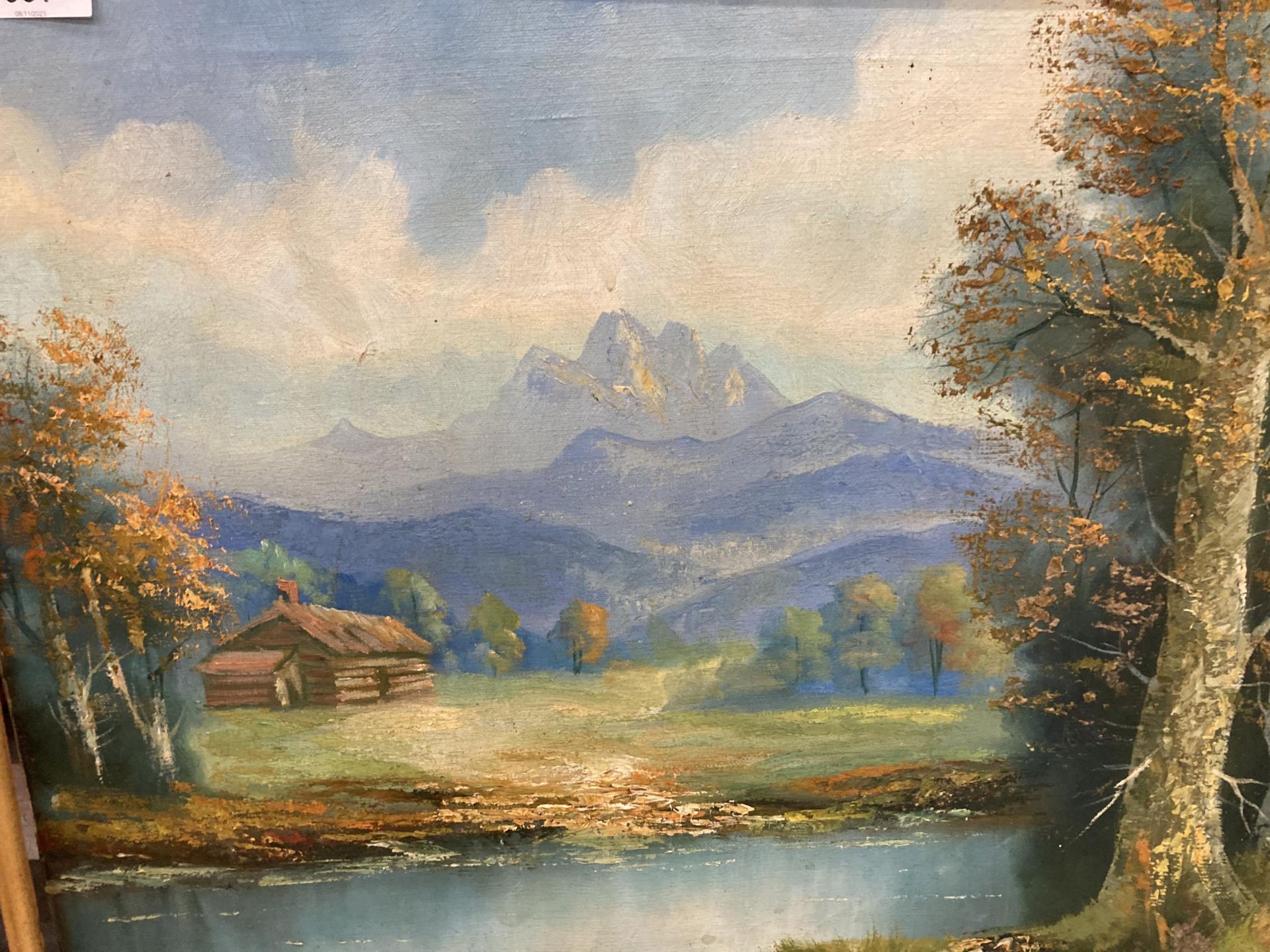 AN OIL ON CANVAS OF A RIVER AND COUNTRY SCENE - Image 2 of 3