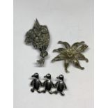 THREE BROOCHES TO INCLUDE TWO MARCASITE