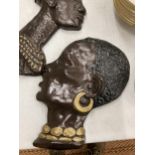 THREE LARGE WALL PLAQUES - TWO AFRICAN AND ONE EGYPTIAN EXAMPLE