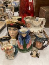 A COLLECTION OF JUGS TO INCLUDE ROYAL DOULTON ANTONY & CLEOPATRA D6728, FURTHER DOULTON CHARACTER
