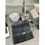 AN ASSORTMENT OF ITEMS TO INCLUDE AN ANGLE POISE LAMP AND COMPUTER KEYBOARDS ETC