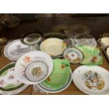 A COLLECTION OF CERAMIC PLATES TO INCLUDE PAIR OF AUSTRIAN EXAMPLES, CARLTON WARE DISHES ETC