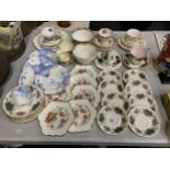 A LAARGE QUANTITY OF VINTAGE CHINA CUPS, SAUCERS, PLATES AND BOWLS TO INCLUDE ROYAL ALBERT,