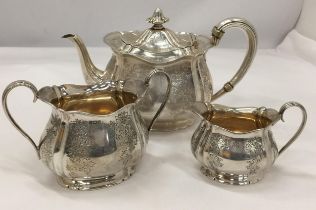 AN EDWARD VII 1907 SILVER HALLMARKED SHEFFIELD THREE PIECE TEA SET, MAKER ATKIN BROTHERS, GROSS